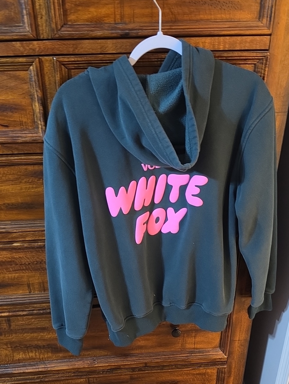 WHITEFOX Womens Sz XS/S Hoodie! Dark Green And Pink!! Dont Miss Out!